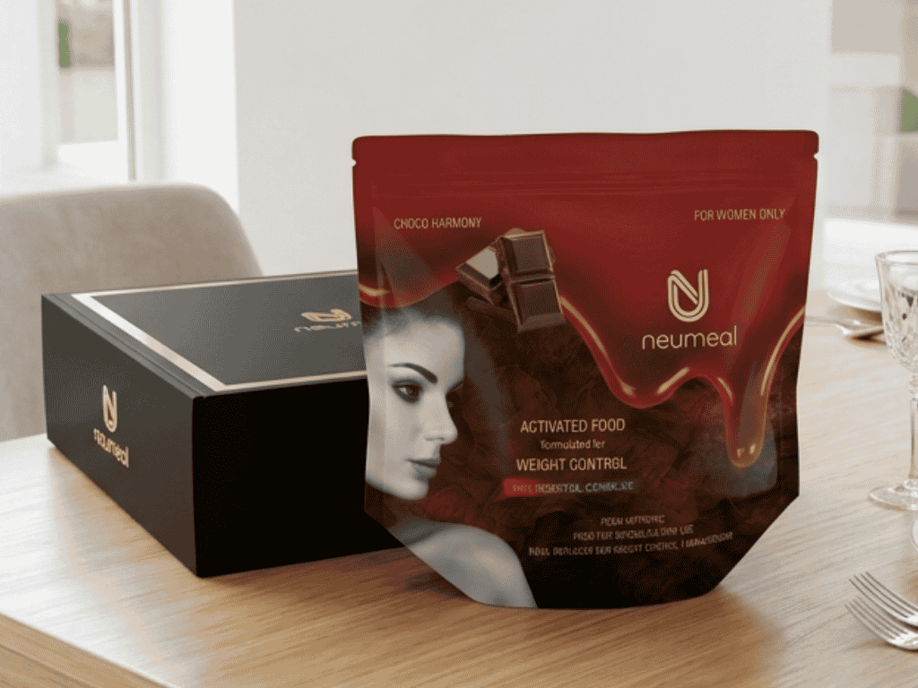 Neumeal weight control food package on a table with a blurred background