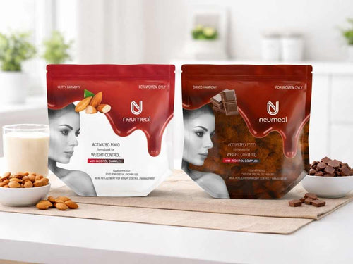 Two variants of harmony range of neumeal meal replacer for women- Nutty harmony and Choco harmony